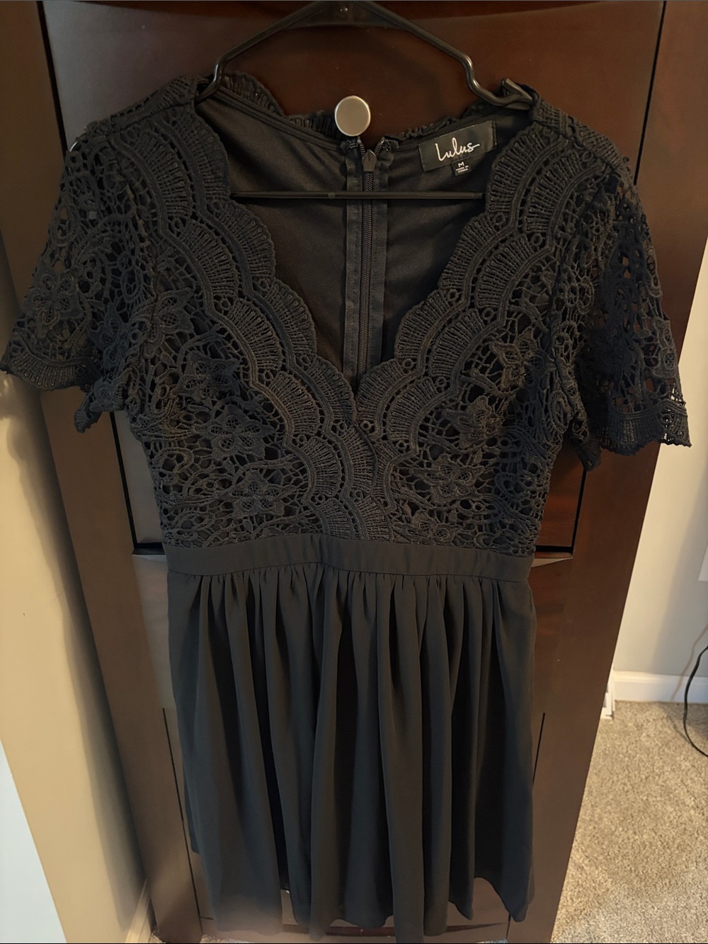 Lulu's Black Lace V-Neck Short Dress